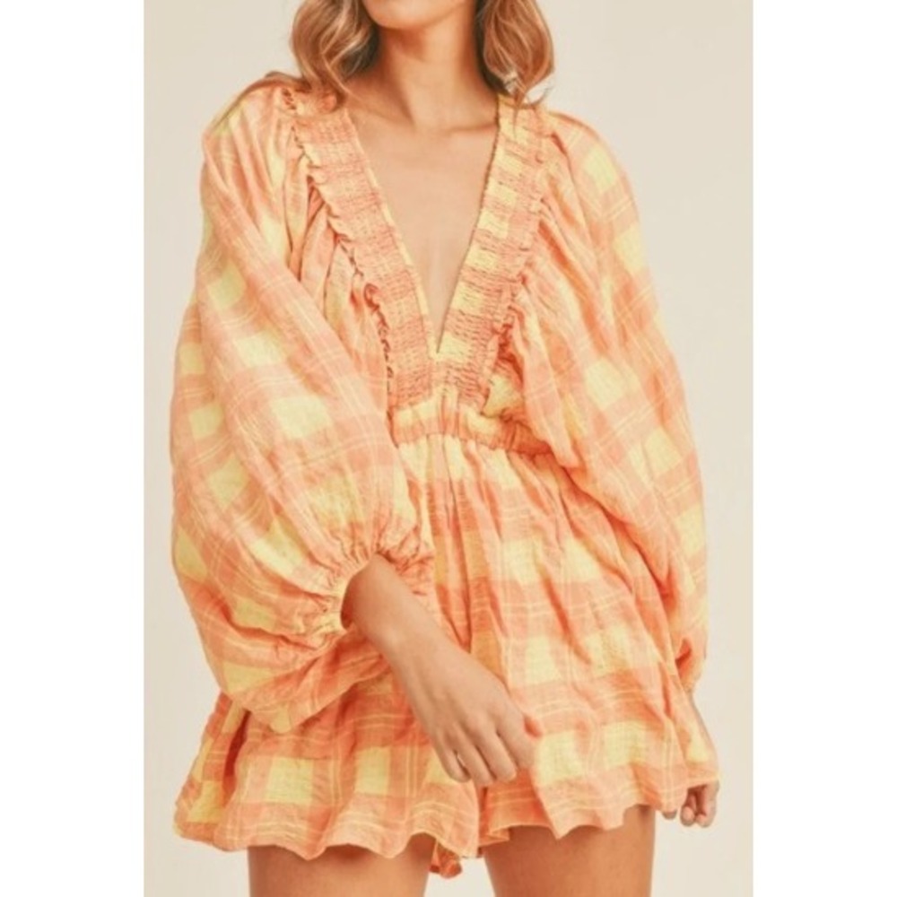 Mable Isabelle Romper S Orange Boho Preppy Festival Oversized Anthropologie
